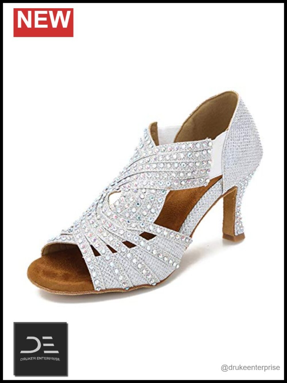 Rhinestone Satin Dance Shoes Low Heel Ballroom Latin Salsa